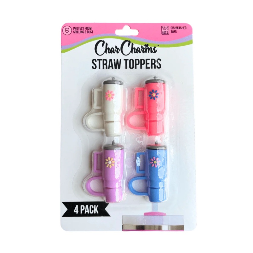 NWT Char Charms 4 pack Tumbler Straw Toppers